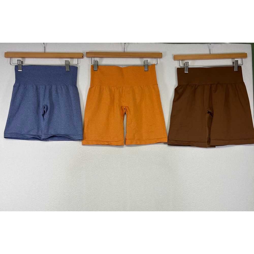 Athleisure Gym Yoga Womens Medium Multi-Color Seamless High Waist Biker Shorts